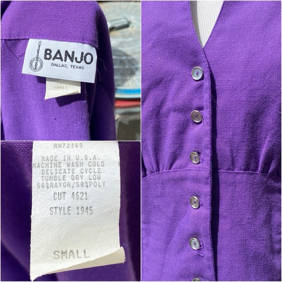 1970s Vintage Banjo Purple Western Tank Top Blouse - Picture 7 of 7
